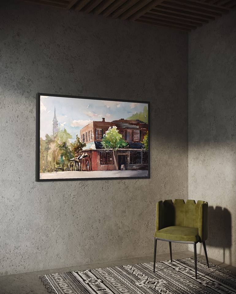 Original Contemporary Architecture Painting by Ryan Fox Aws Nws