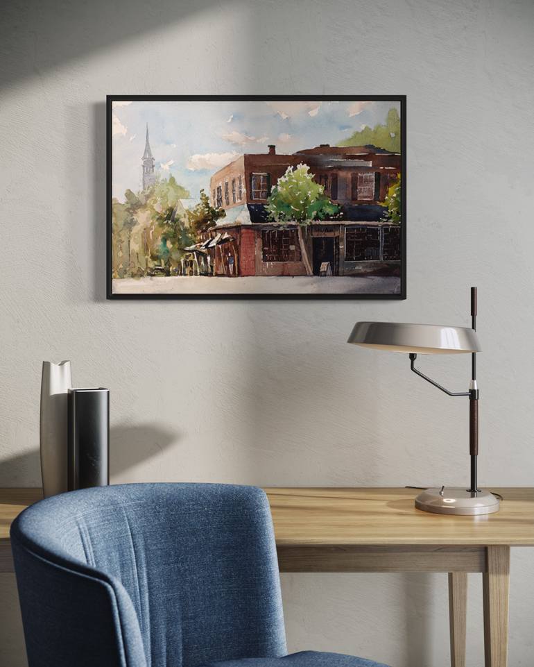 Original Contemporary Architecture Painting by Ryan Fox Aws Nws