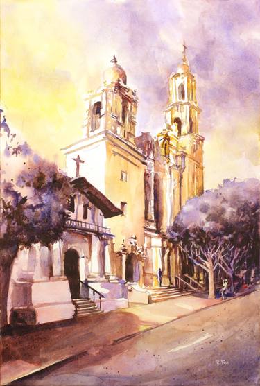 Mission Dolores San Francisco watercolor painting USA landmark thumb
