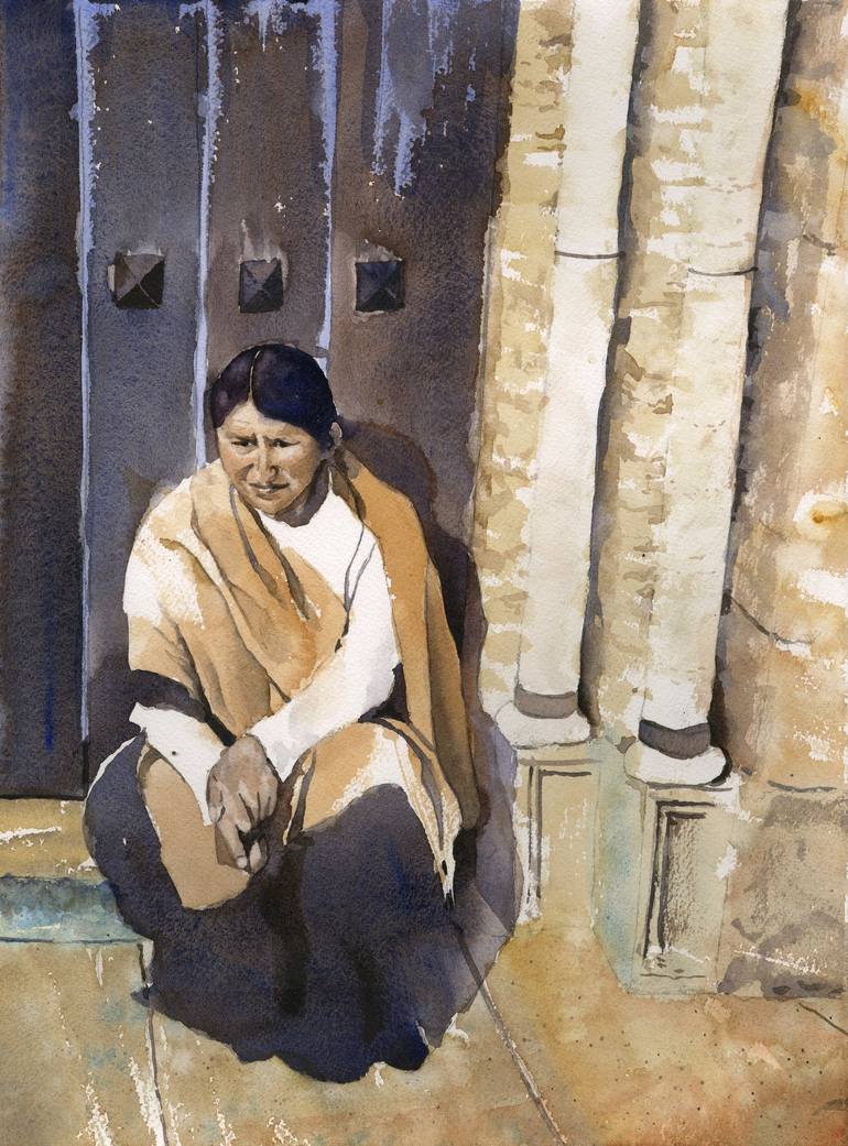 Bolivian woman La Paz South America watercolor portrait artwork ...