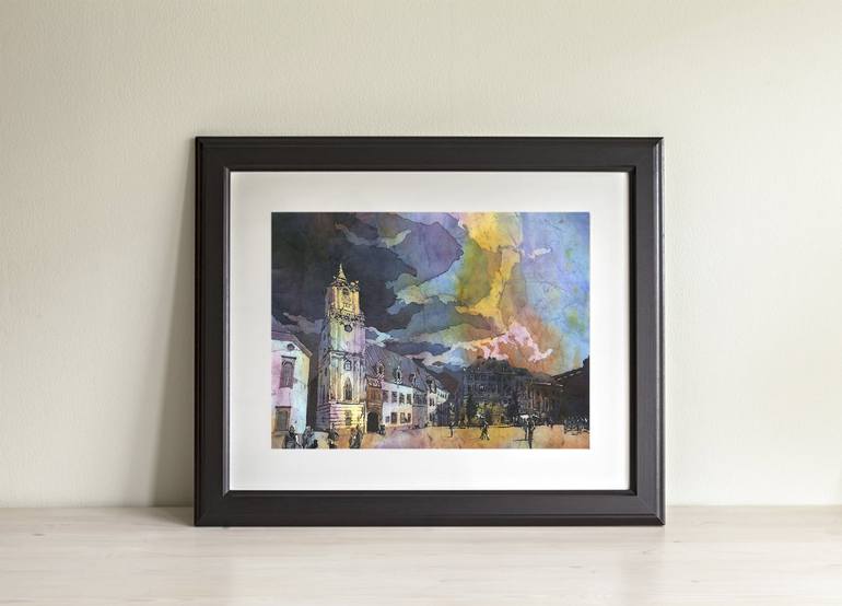 Original Illustration Architecture Painting by Ryan Fox AWS