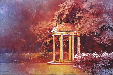 Watercolor painting Old Well  (UNC)- Chapel Hill, NC thumb