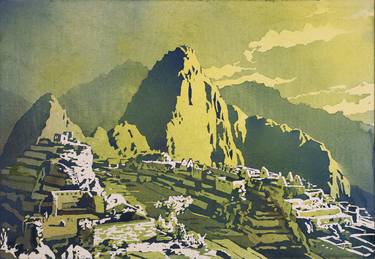 Fine art watercolor painting of Incan ruins of Machu Picchu- Sacred Valley, Peru. thumb