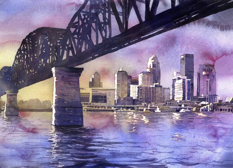 Louisville, KY skyline at sunset. Louisville, Kentucky Art Print