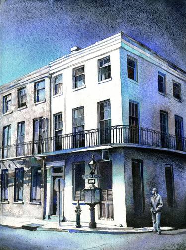 Watercolor painting colonial architecture in French Quarter- New Orleans, Louisiana thumb