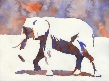 Elephant fine art watercolor painting.  Watercolor of elephant thumb