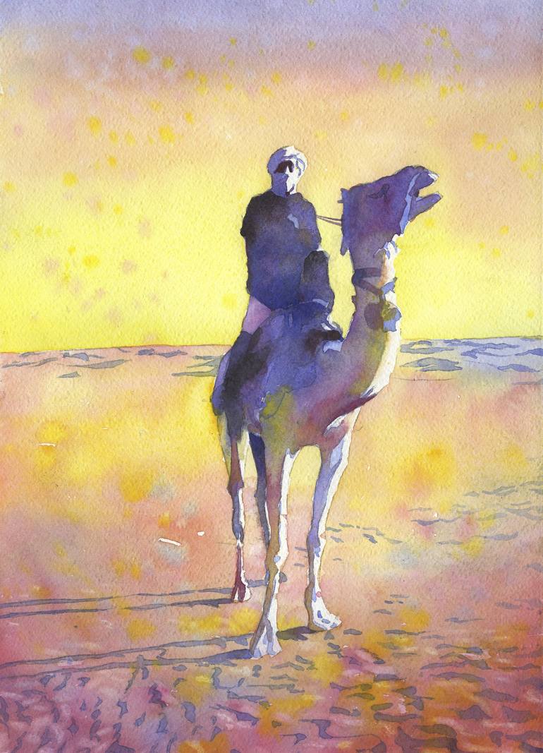 bedouin guide in modern clothing leads british tourists riding camels and  wearing desert clothes into the sahara desert at Douz Tunisia Greeting Card  by Joe Fox, camels toe pants