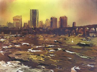 Richmond, VA skylinepainting.  Fine art skyline Richmond city thumb