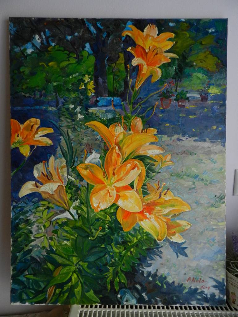 Original Expressionism Floral Painting by Artan Kola