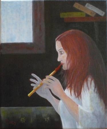 "Tin Whistle Player" (SOLD) thumb