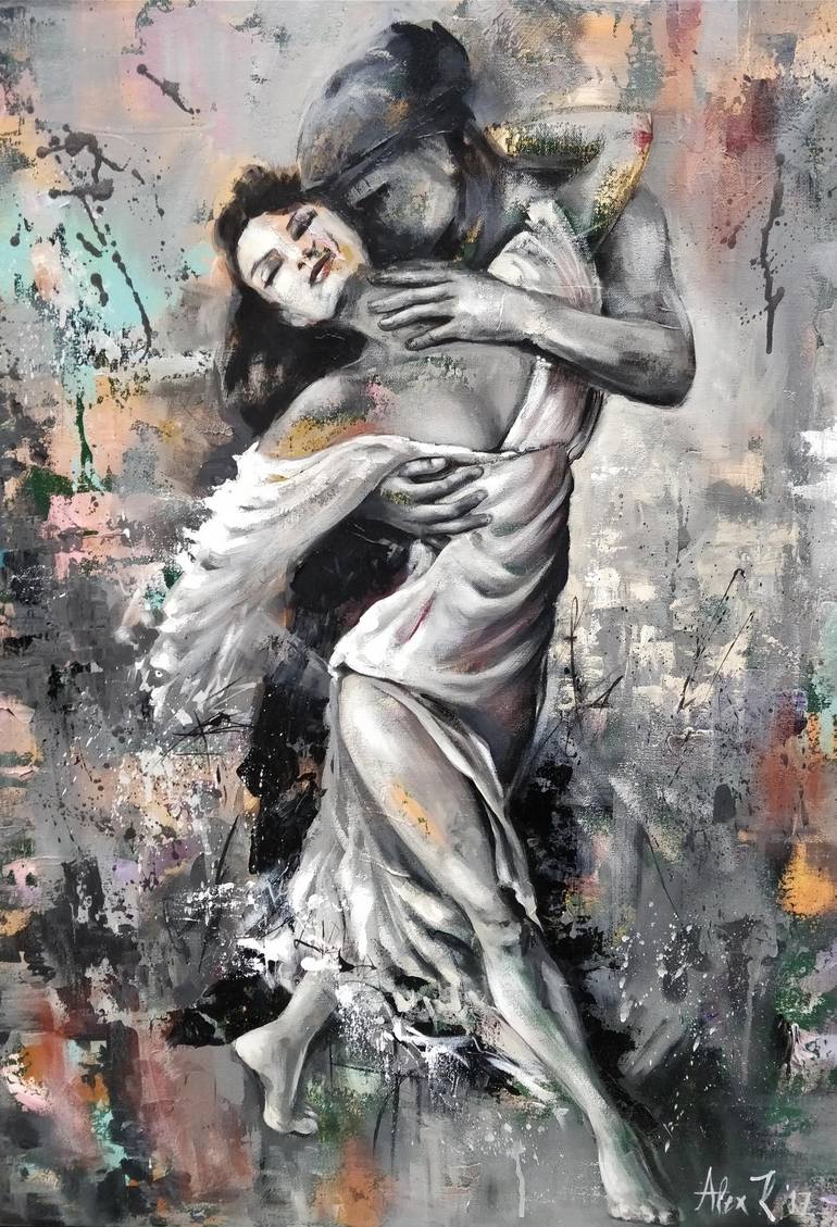 Dancers in love Painting by Aleksandra Kuzmanovic Montresor | Saatchi Art