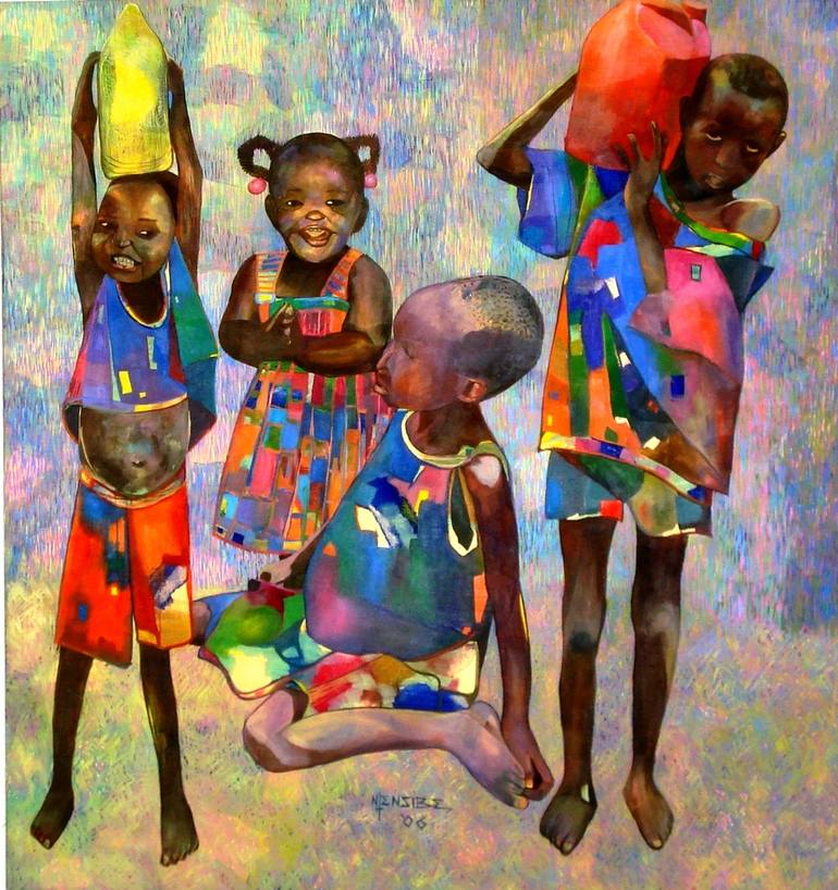 African Child Painting by Rhino Head Gallery | Saatchi Art