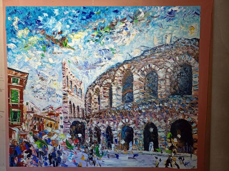 Original Abstract Architecture Painting by Antonino Puliafico