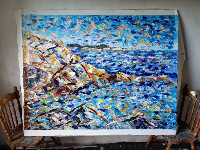 Original Abstract Expressionism Beach Painting by antonino Puliafico