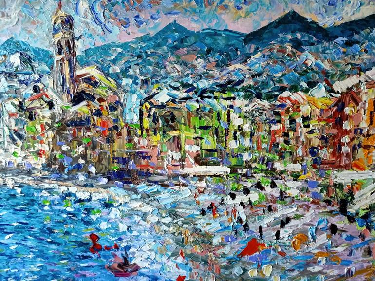 Original Impressionism Beach Painting by antonino Puliafico