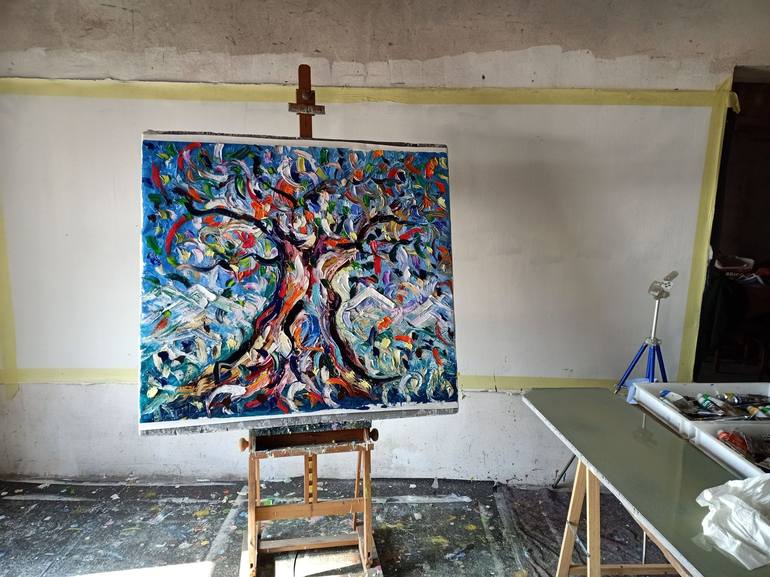 Original Abstract Expressionism Tree Painting by antonino Puliafico