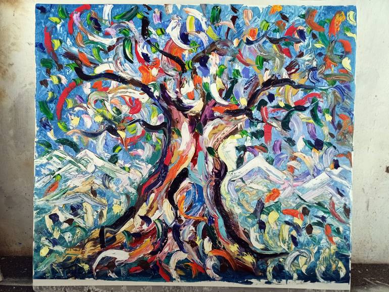 Original Abstract Expressionism Tree Painting by antonino Puliafico