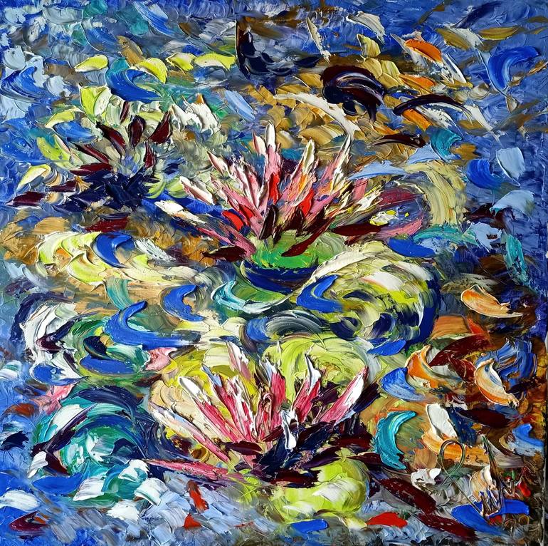 Original Abstract Floral Painting by antonino Puliafico