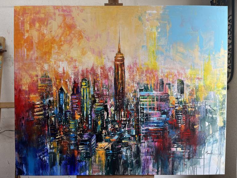 Original Abstract Cities Painting by Mande A