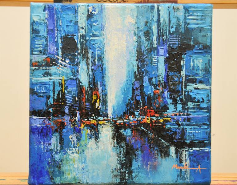 Original Abstract Cities Painting by Mande A