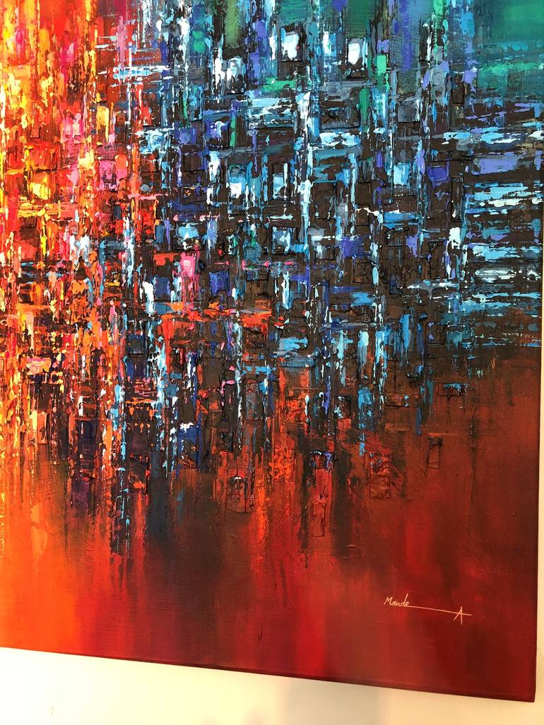 Original Abstract Cities Painting by Mande A