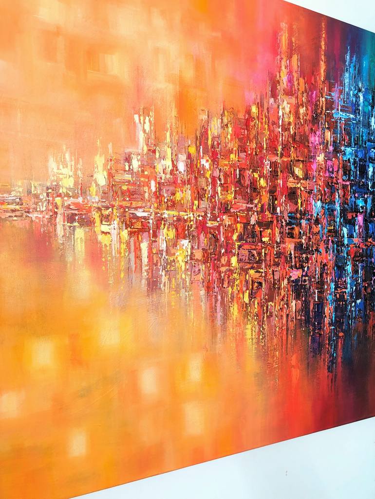 Original Abstract Cities Painting by Mande A