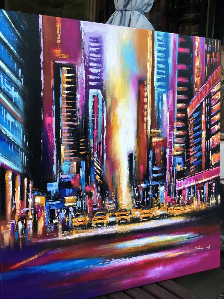 Original Abstract Cities Painting by Mande A