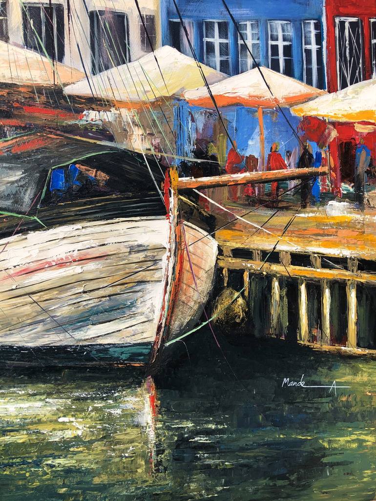 Original boats Boat Painting by Mande A