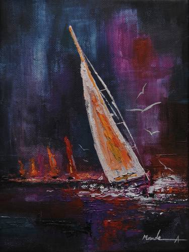Original Abstract Boat Paintings by Mande A