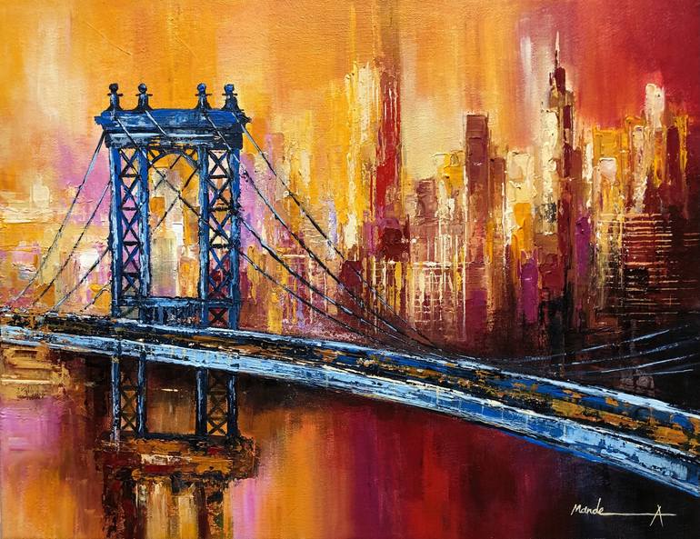 Brooklyn Bridge Painting by Mande A | Saatchi Art