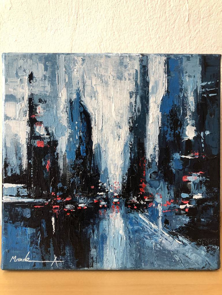 Original Abstract Cities Painting by Mande A