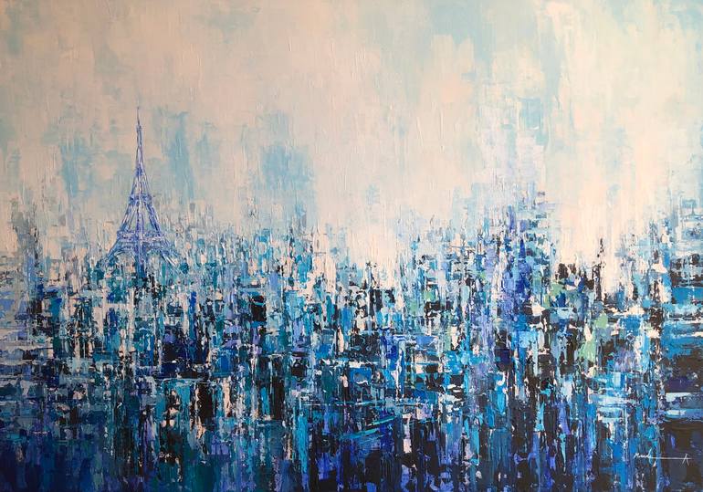Original Abstract Painting by Mande A | Abstract Art on Canvas | Winter in Paris