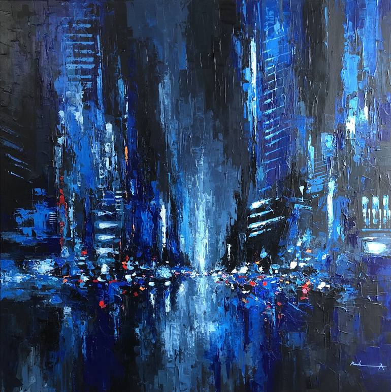 blue night painting