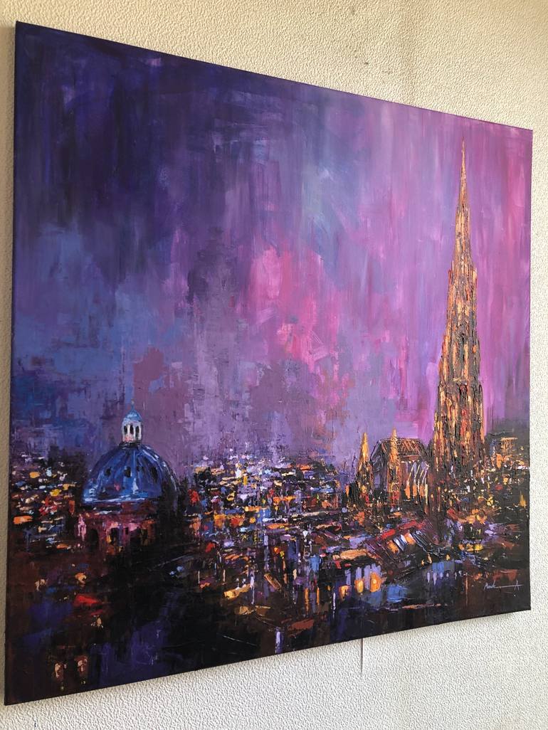 Original Abstract Cities Painting by Mande A