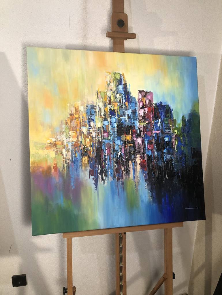 Original Abstract Cities Painting by Mande A