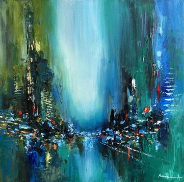 Original Abstract Cities Paintings by Mande A