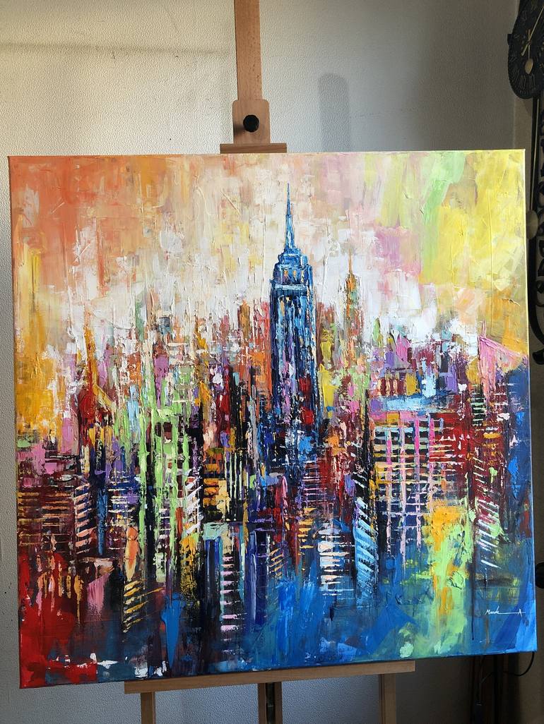 Original Abstract Cities Painting by Mande A