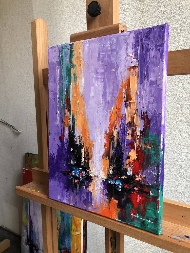 Original Abstract Expressionism Cities Painting by Mande A