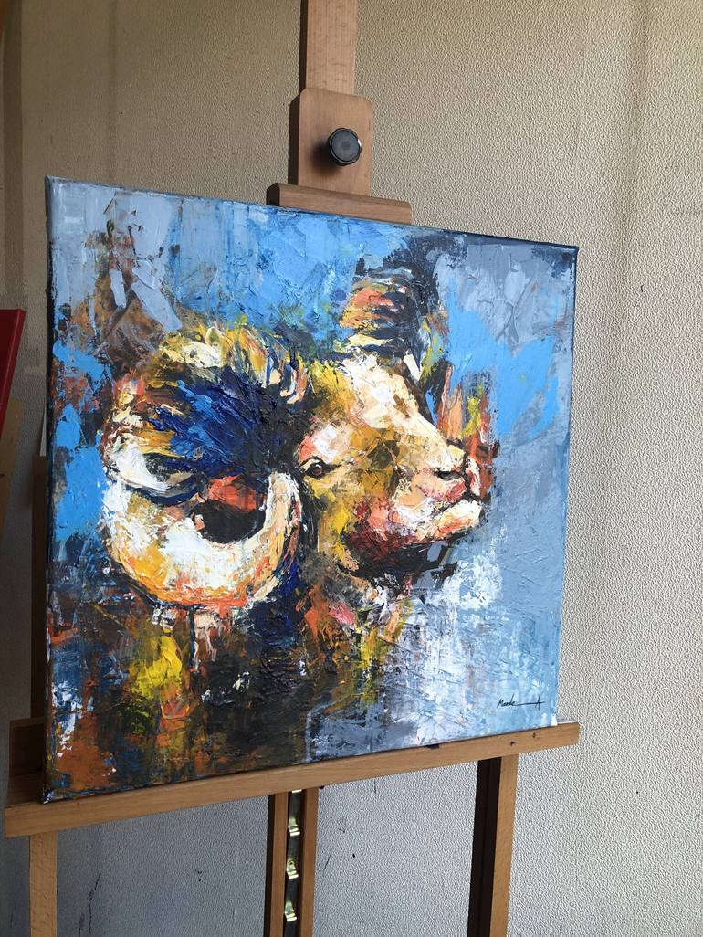 Original Abstract Animal Painting by Mande A