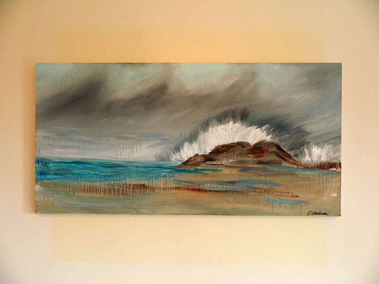 Original Abstract Seascape Painting by Jennifer Chandiram