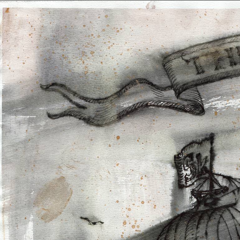 Original Surrealism Boat Drawing by Victoria Bereznitskaya