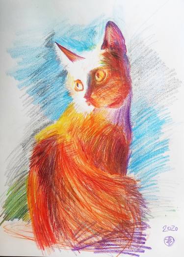 Print of Expressionism Cats Drawings by Victoria Bereznitskaya