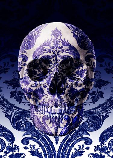 Delft Blue Skull & Flowers. Pop Art. Skull thumb