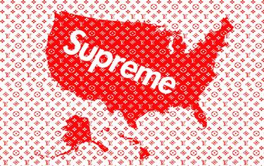 Supreme, America, USA, Louis Vuitton, Red, White, Fashion thumb