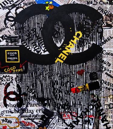 Tableau Street Art Chanel Or Noir