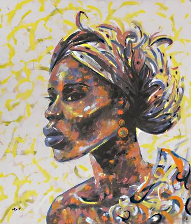 Original Fine Art Portrait Paintings by Mbongeni Mhlongo