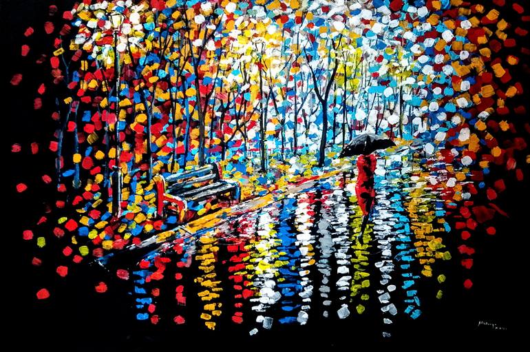 Original Nature Painting by Mbongeni Mhlongo | Contemporary Art on Canvas | Colors of the raindrops