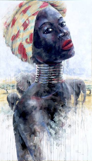 Original Figurative Portrait Paintings by Mbongeni Mhlongo