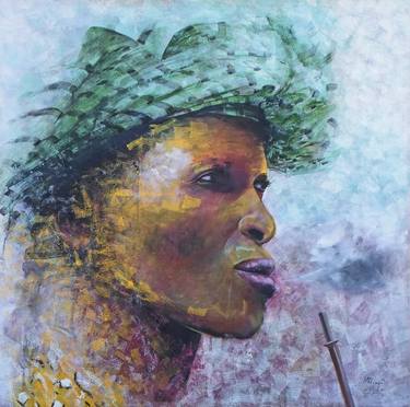 Original Abstract Expressionism Portrait Paintings by Mbongeni Mhlongo