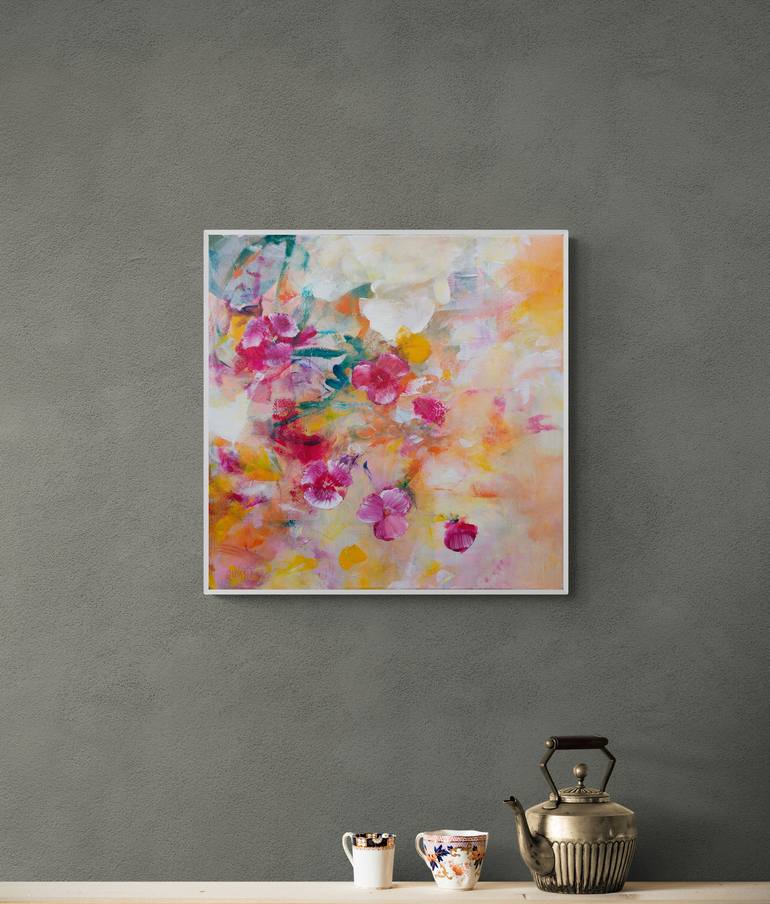 Original Abstract Expressionism Floral Painting by Marianne Quinzin